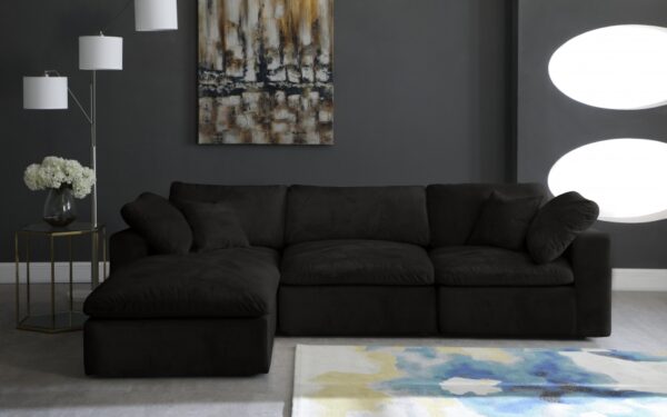 Cozy 119" Velvet Upholstered Overstuffed Fiber Filled Comfort Comfort 4pc. Modular Sectional