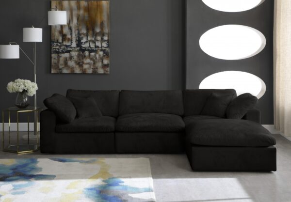 Cozy 119" Velvet Upholstered Overstuffed Fiber Filled Comfort Comfort 4pc. Modular Sectional