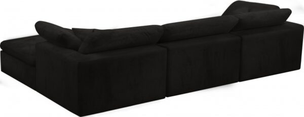 Cozy 119" Velvet Upholstered Overstuffed Fiber Filled Comfort Comfort 4pc. Modular Sectional