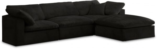 Cozy 119" Velvet Upholstered Overstuffed Fiber Filled Comfort Comfort 4pc. Modular Sectional