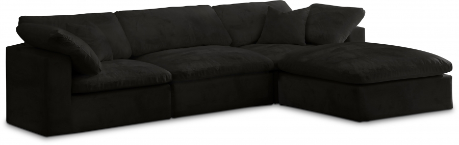 Cozy 119" Velvet Upholstered Overstuffed Fiber Filled Comfort Comfort 4pc. Modular Sectional