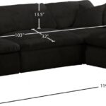 Cozy 119" Velvet Upholstered Overstuffed Fiber Filled Comfort Comfort 4pc. Modular Sectional