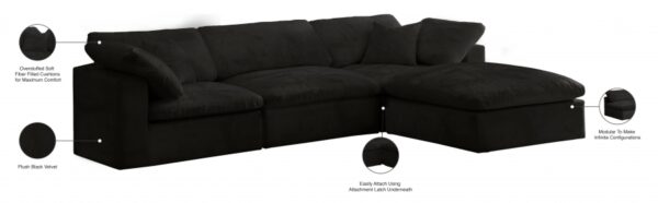 Cozy 119" Velvet Upholstered Overstuffed Fiber Filled Comfort Comfort 4pc. Modular Sectional