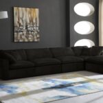 Cozy 158" Velvet Upholstered Overstuffed Fiber Filled Comfort Comfort 5pc. Modular Sectional