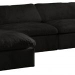 Cozy 158" Velvet Upholstered Overstuffed Fiber Filled Comfort Comfort 5pc. Modular Sectional