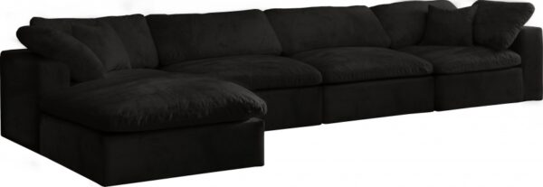 Cozy 158" Velvet Upholstered Overstuffed Fiber Filled Comfort Comfort 5pc. Modular Sectional