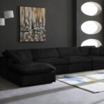 Cozy 158" Velvet Upholstered Overstuffed Fiber Filled Comfort Comfort 5pc. Modular Sectional