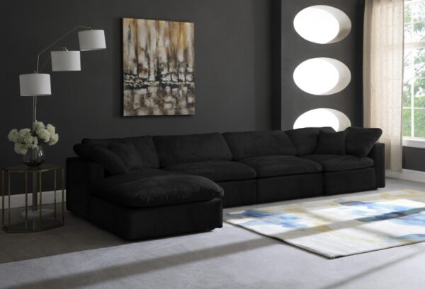 Cozy 158" Velvet Upholstered Overstuffed Fiber Filled Comfort Comfort 5pc. Modular Sectional