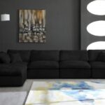 Cozy 158" Velvet Upholstered Overstuffed Fiber Filled Comfort Comfort 5pc. Modular Sectional
