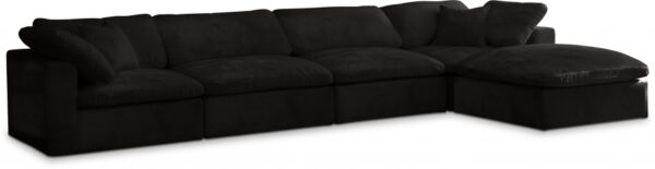 Cozy 158" Velvet Upholstered Overstuffed Fiber Filled Comfort Comfort 5pc. Modular Sectional
