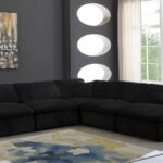 Cozy 118" Velvet Upholstered Overstuffed Fiber Filled Comfort Comfort 5pc. Modular Sectional