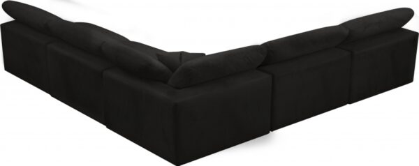 Cozy 118" Velvet Upholstered Overstuffed Fiber Filled Comfort Comfort 5pc. Modular Sectional