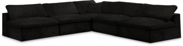 Cozy 118" Velvet Upholstered Overstuffed Fiber Filled Comfort Comfort 5pc. Modular Sectional