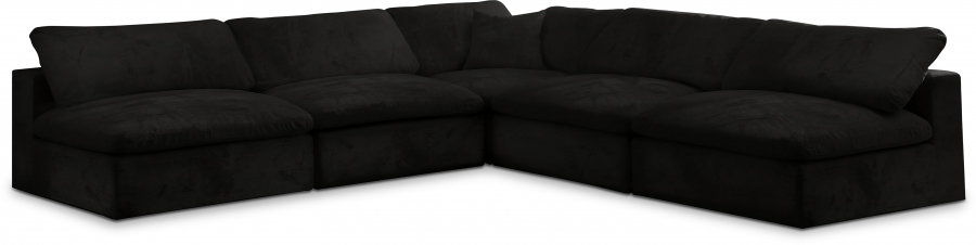 Cozy 118" Velvet Upholstered Overstuffed Fiber Filled Comfort Comfort 5pc. Modular Sectional