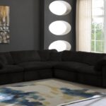 Cozy 119" Velvet Upholstered Overstuffed Fiber Filled Comfort Comfort 5pc. Modular Sectional