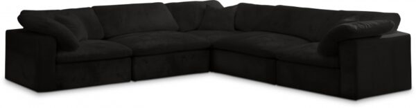 Cozy 119" Velvet Upholstered Overstuffed Fiber Filled Comfort Comfort 5pc. Modular Sectional