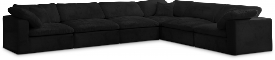 Cozy 158" Velvet Upholstered Overstuffed Fiber Filled Comfort Comfort 6pc. Modular Sectional