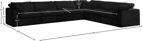 Cozy 158" Velvet Upholstered Overstuffed Fiber Filled Comfort Comfort 6pc. Modular Sectional