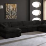 Cozy 158" Velvet Upholstered Overstuffed Fiber Filled Comfort Comfort 6pc. Modular Sectional