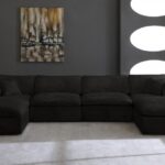 Cozy 158" Velvet Upholstered Overstuffed Fiber Filled Comfort Comfort 6pc. Modular Sectional