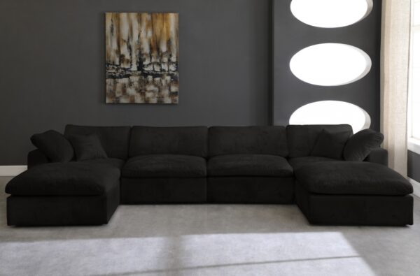 Cozy 158" Velvet Upholstered Overstuffed Fiber Filled Comfort Comfort 6pc. Modular Sectional