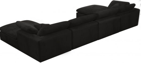 Cozy 158" Velvet Upholstered Overstuffed Fiber Filled Comfort Comfort 6pc. Modular Sectional