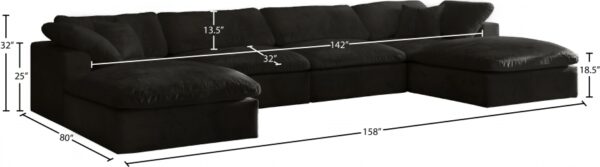 Cozy 158" Velvet Upholstered Overstuffed Fiber Filled Comfort Comfort 6pc. Modular Sectional