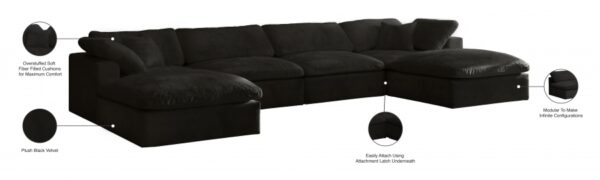 Cozy 158" Velvet Upholstered Overstuffed Fiber Filled Comfort Comfort 6pc. Modular Sectional