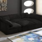 Cozy 119" Velvet Upholstered Overstuffed Fiber Filled Comfort Comfort 6pc. Modular Sectional