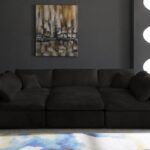 Cozy 119" Velvet Upholstered Overstuffed Fiber Filled Comfort Comfort 6pc. Modular Sectional
