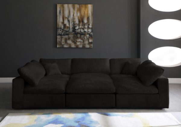 Cozy 119" Velvet Upholstered Overstuffed Fiber Filled Comfort Comfort 6pc. Modular Sectional