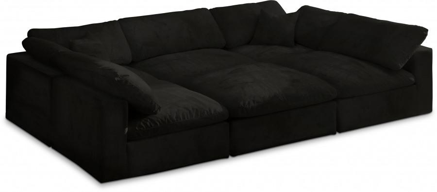 Cozy 119" Velvet Upholstered Overstuffed Fiber Filled Comfort Comfort 6pc. Modular Sectional