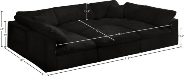Cozy 119" Velvet Upholstered Overstuffed Fiber Filled Comfort Comfort 6pc. Modular Sectional