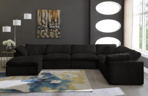 Cozy 158" Velvet Upholstered Overstuffed Fiber Filled Comfort Comfort 7pc. Modular Sectional