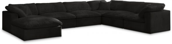 Cozy 158" Velvet Upholstered Overstuffed Fiber Filled Comfort Comfort 7pc. Modular Sectional