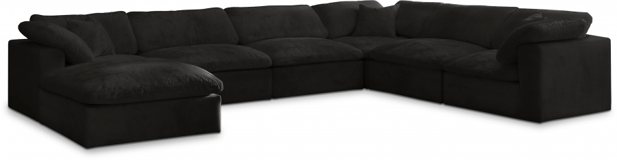 Cozy 158" Velvet Upholstered Overstuffed Fiber Filled Comfort Comfort 7pc. Modular Sectional