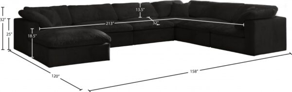 Cozy 158" Velvet Upholstered Overstuffed Fiber Filled Comfort Comfort 7pc. Modular Sectional