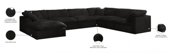 Cozy 158" Velvet Upholstered Overstuffed Fiber Filled Comfort Comfort 7pc. Modular Sectional