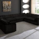 Cozy 158" Velvet Upholstered Overstuffed Fiber Filled Comfort Comfort 8pc. Modular Sectional