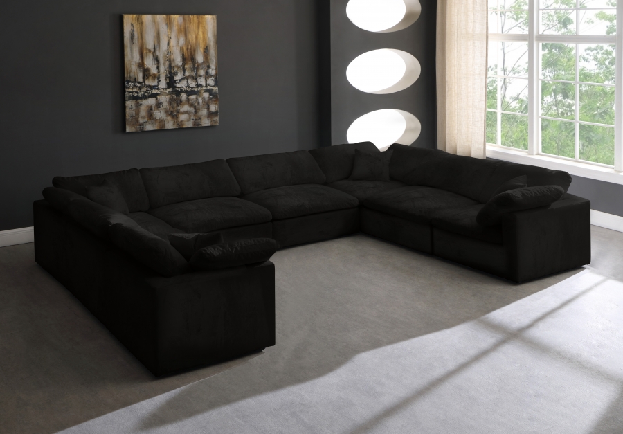 Cozy 158" Velvet Upholstered Overstuffed Fiber Filled Comfort Comfort 8pc. Modular Sectional