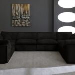 Cozy 158" Velvet Upholstered Overstuffed Fiber Filled Comfort Comfort 8pc. Modular Sectional