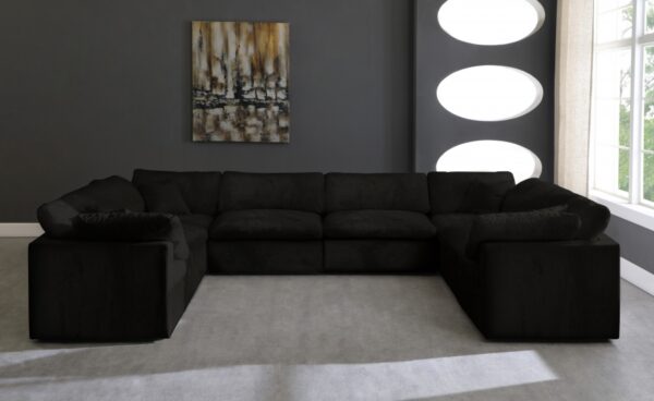 Cozy 158" Velvet Upholstered Overstuffed Fiber Filled Comfort Comfort 8pc. Modular Sectional