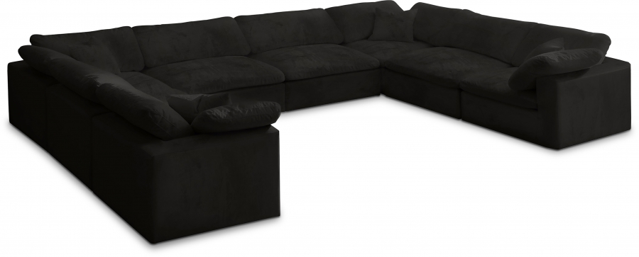 Cozy 158" Velvet Upholstered Overstuffed Fiber Filled Comfort Comfort 8pc. Modular Sectional