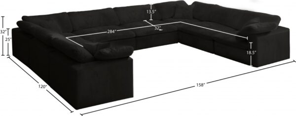 Cozy 158" Velvet Upholstered Overstuffed Fiber Filled Comfort Comfort 8pc. Modular Sectional