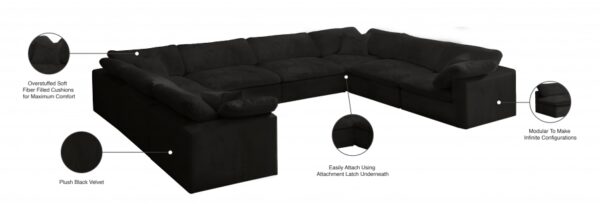 Cozy 158" Velvet Upholstered Overstuffed Fiber Filled Comfort Comfort 8pc. Modular Sectional
