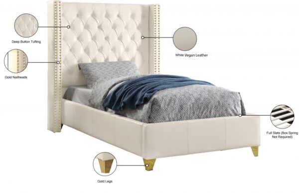 Soho White Bonded Leather Twin Bed