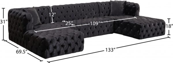 Coco 133" Velvet Upholstered 3pc. Sectional