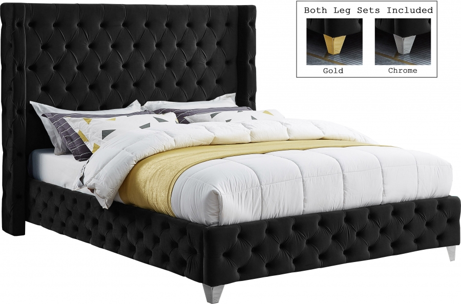 Savan Velvet Upholstered Bed
