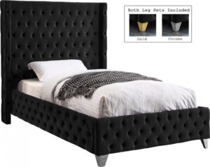 Savan Velvet Upholstered Twin Bed