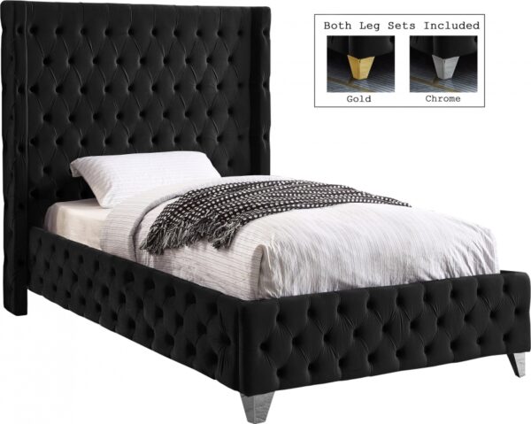 Savan Velvet Upholstered Twin Bed